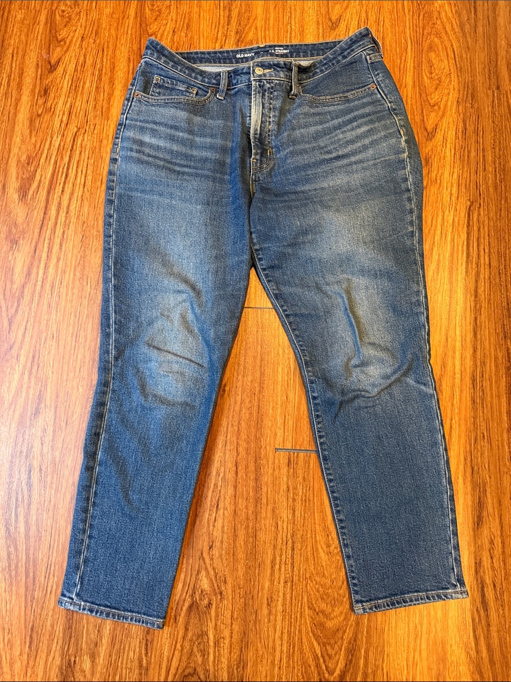 Old Navy Medium Blue High Rise O.G Straight Jeans Size 12